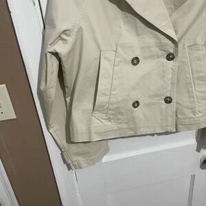 Calvin Klein Beige Double-Breasted Pea Coat